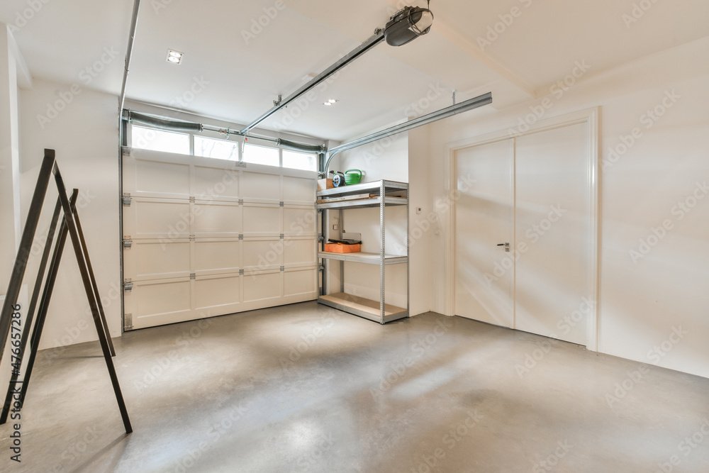Garage with closed gate and doors